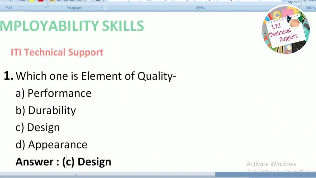 Employability skills Questions and Answer 2019,paper iti
