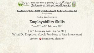 Employability Skills | Workshop | Inaugural Session | DSW | MANUU