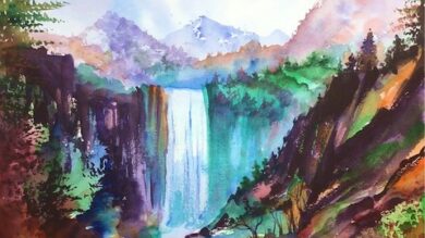 Watercolor lesson - Mountain with waterfall - Landscape | Lifestyle Arts & Crafts Online Course by Udemy